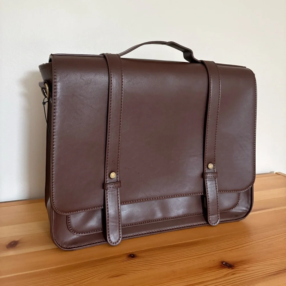 ECOSUSI Bow Briefcase - Brandy Brown - No bow or strap